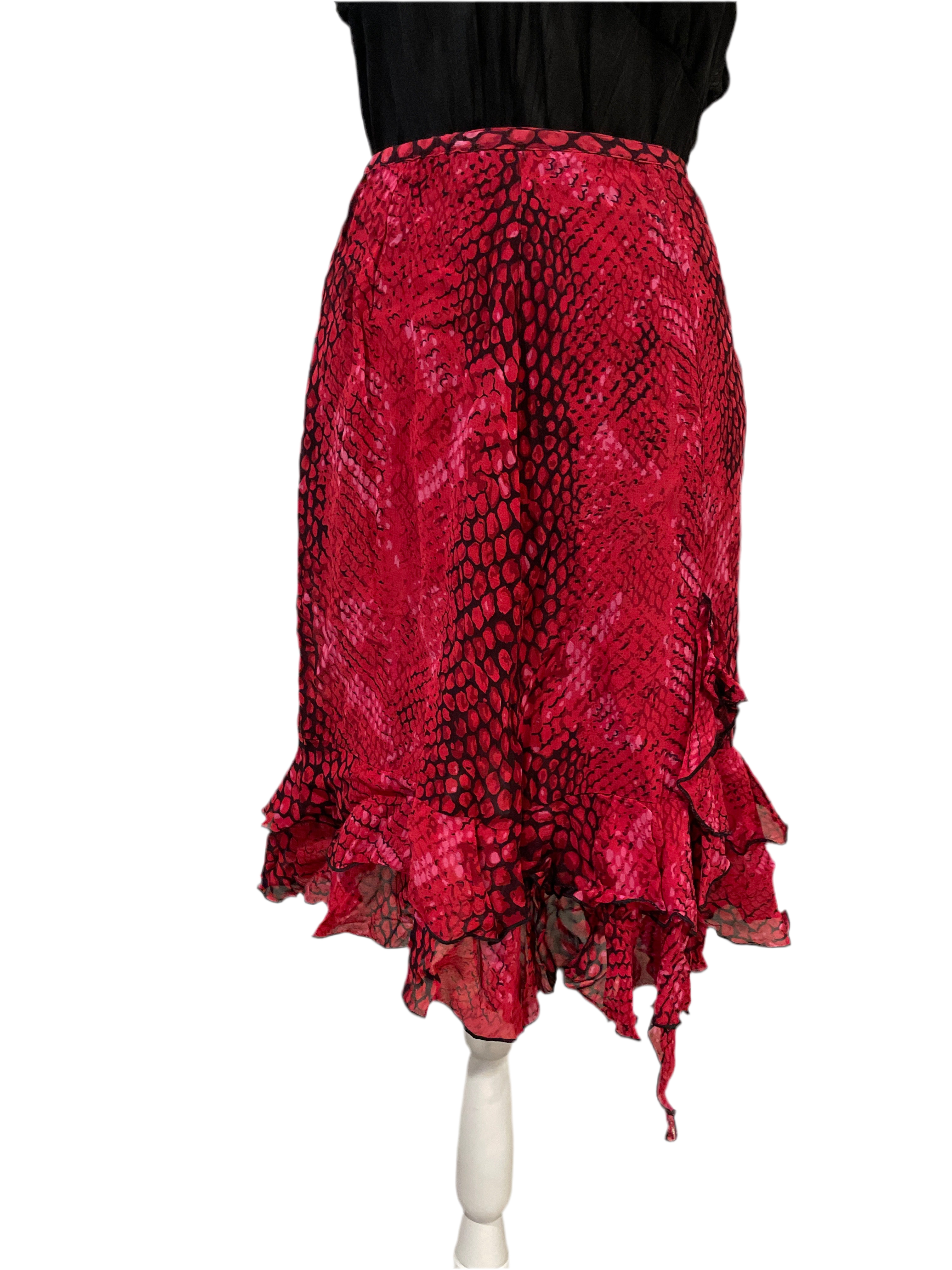 Y2K Pink Ruffle Midi Skirt