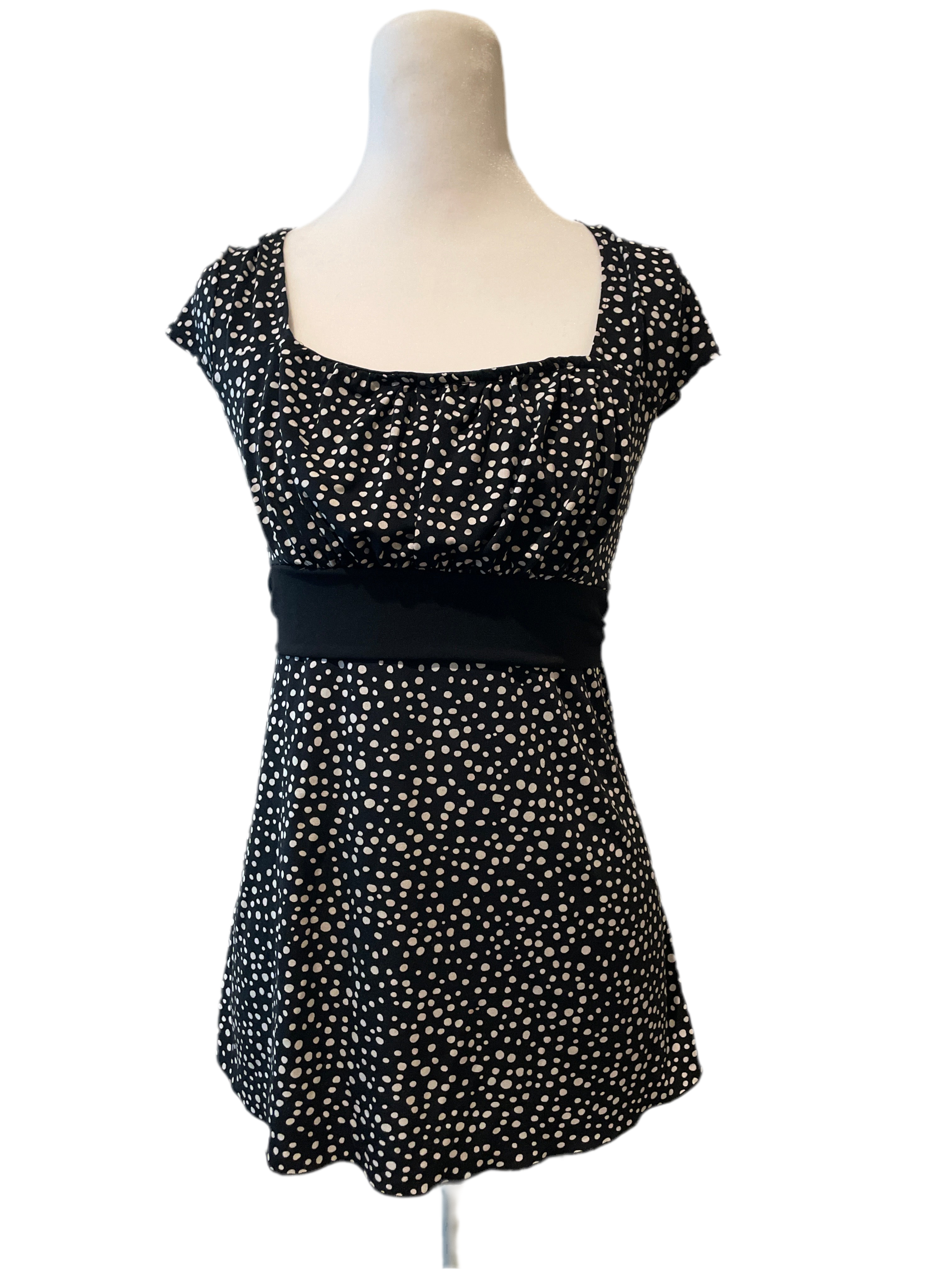 Y2K polka dot milkmaid top