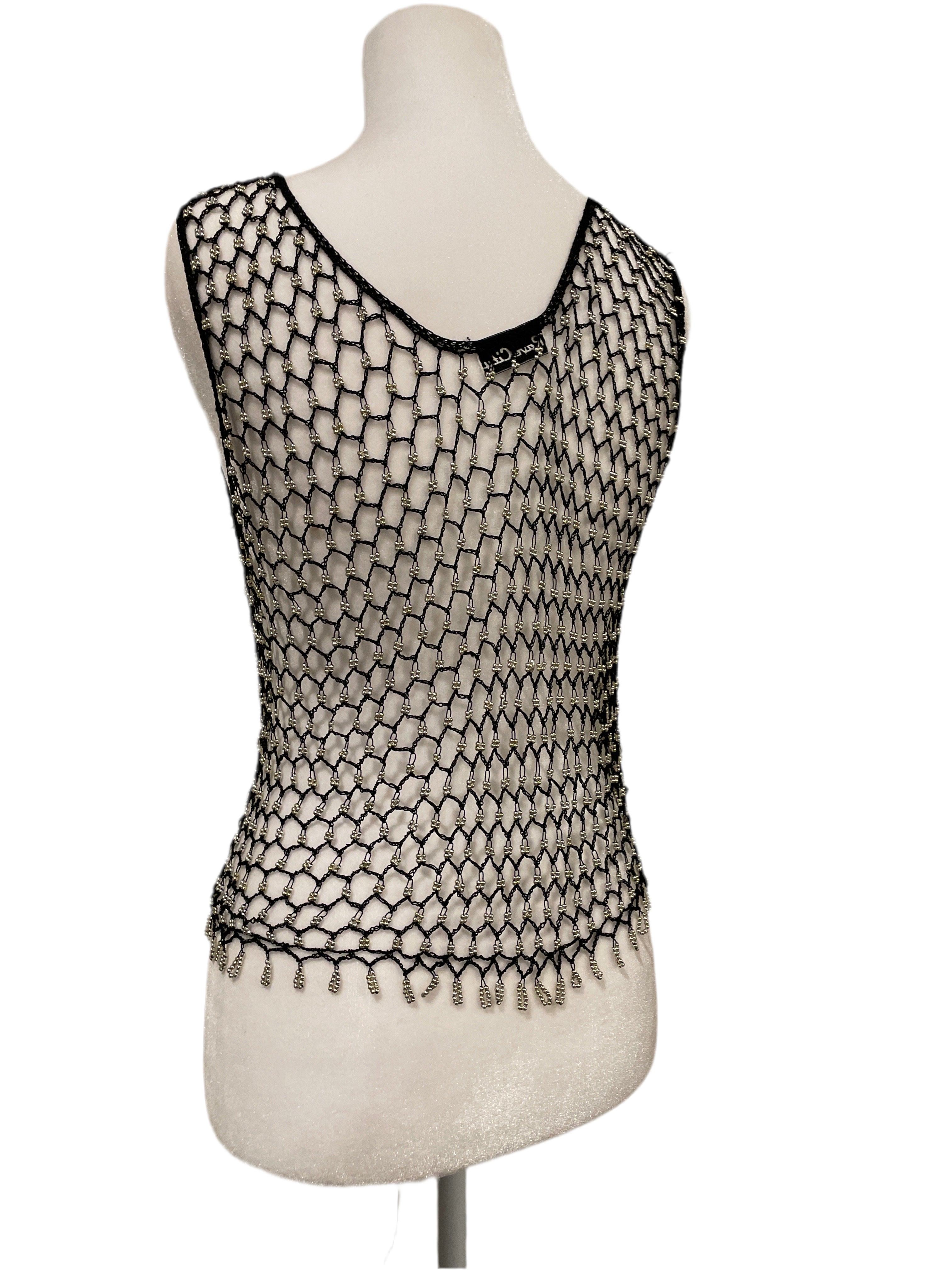 Y2K Rave City Full Mesh Beaded Top