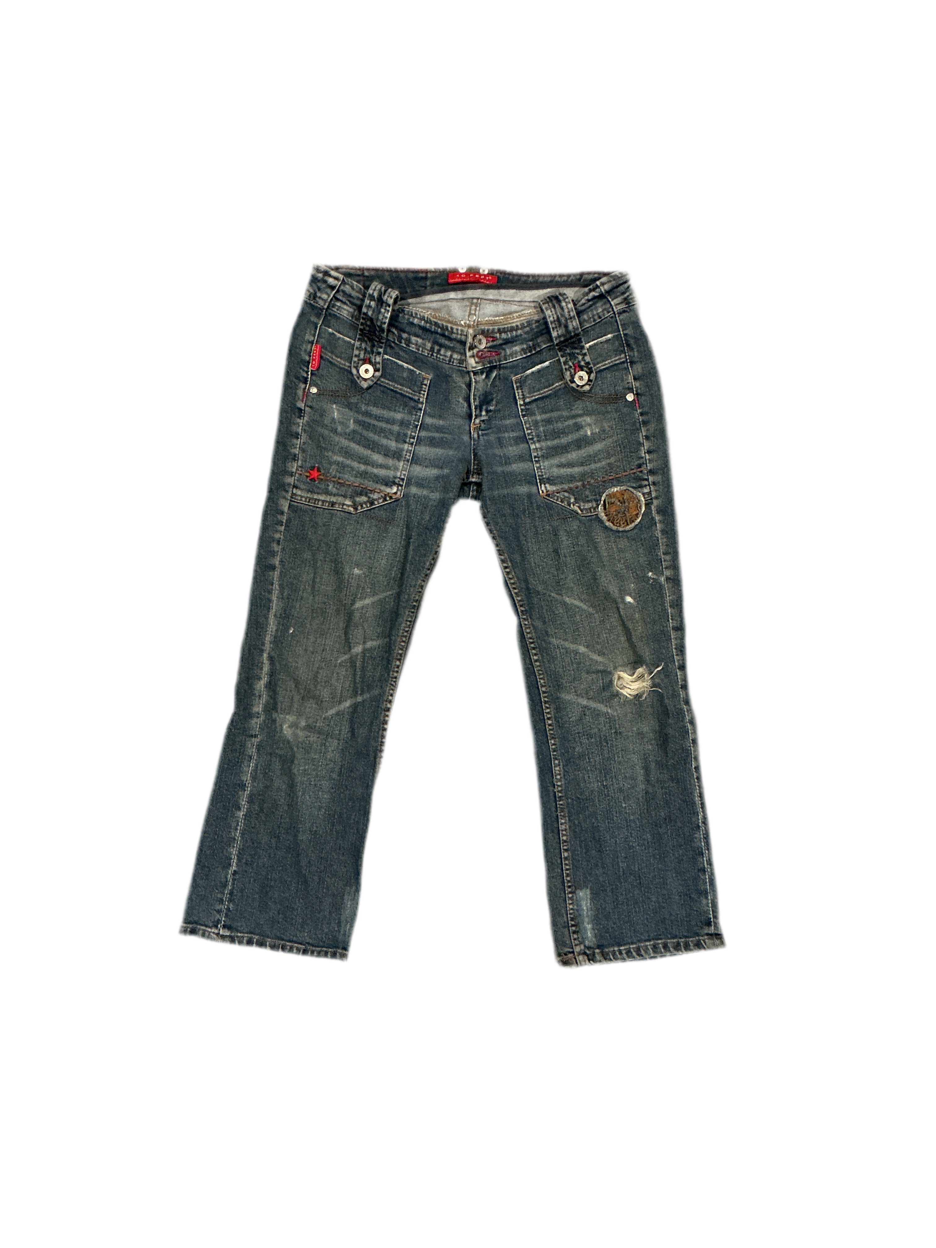 Y2K low rise distressed capris