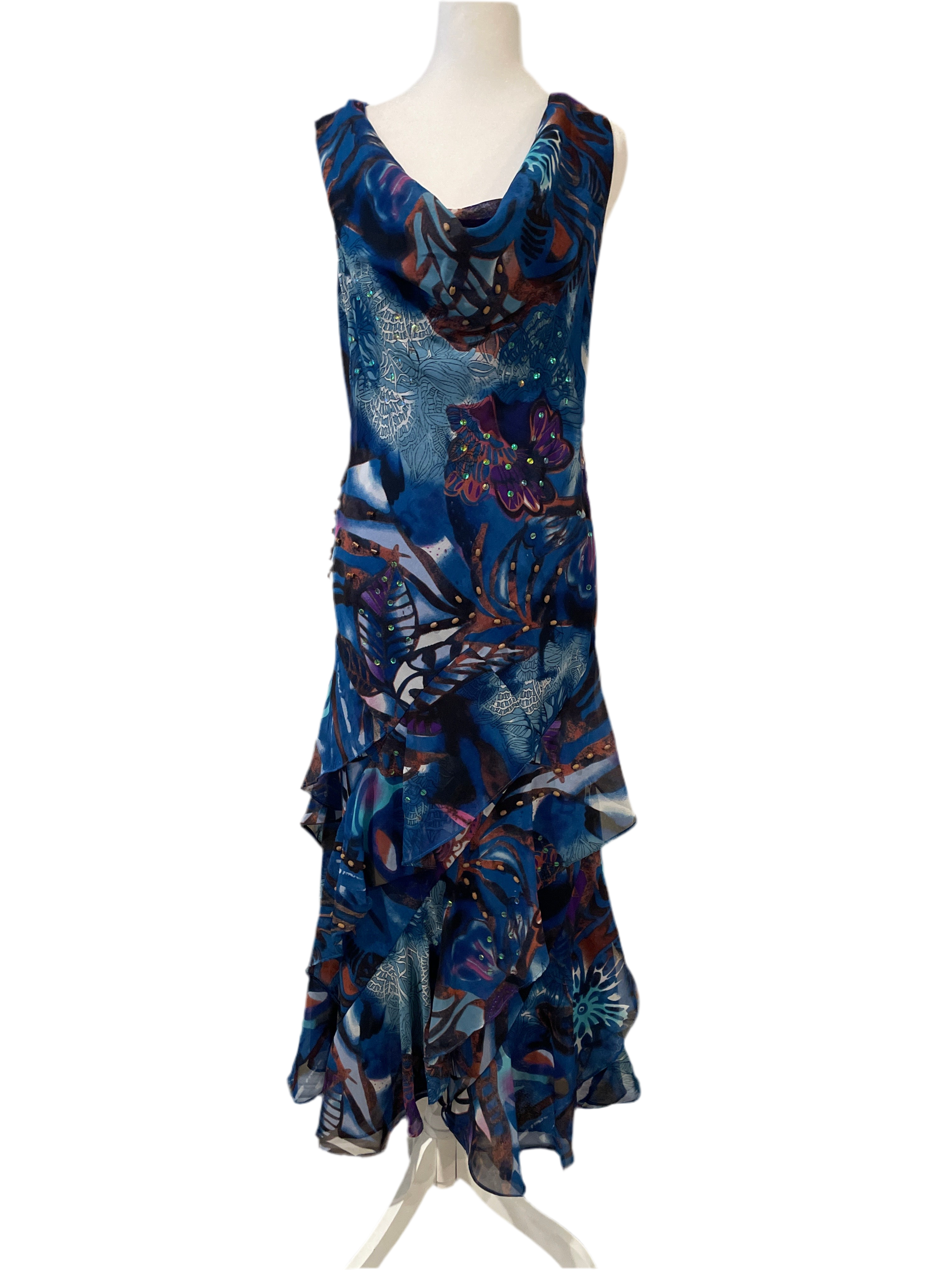 Y2K Beaded Ruffle Maxi Dress