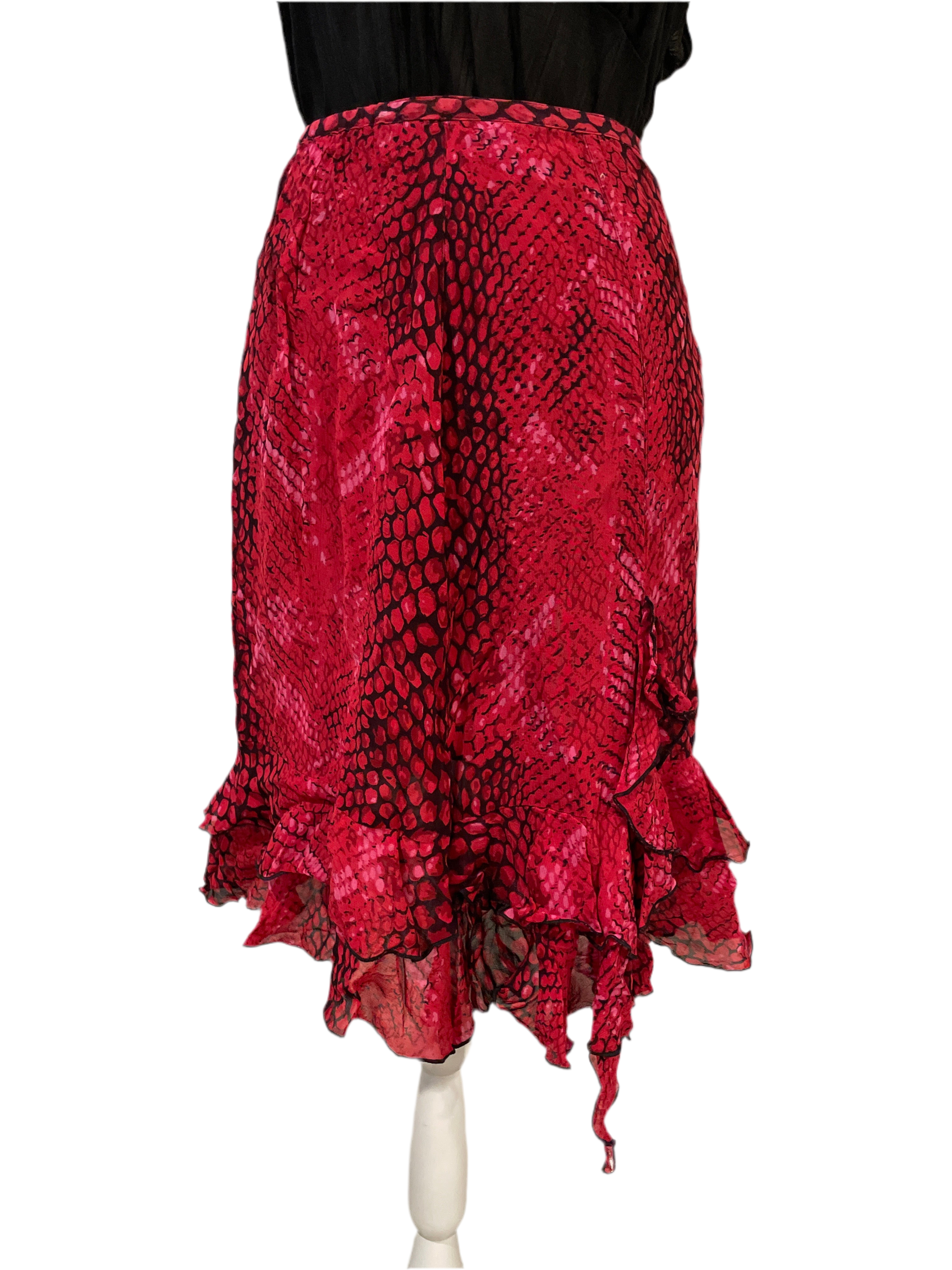 Y2K Pink Ruffle Midi Skirt