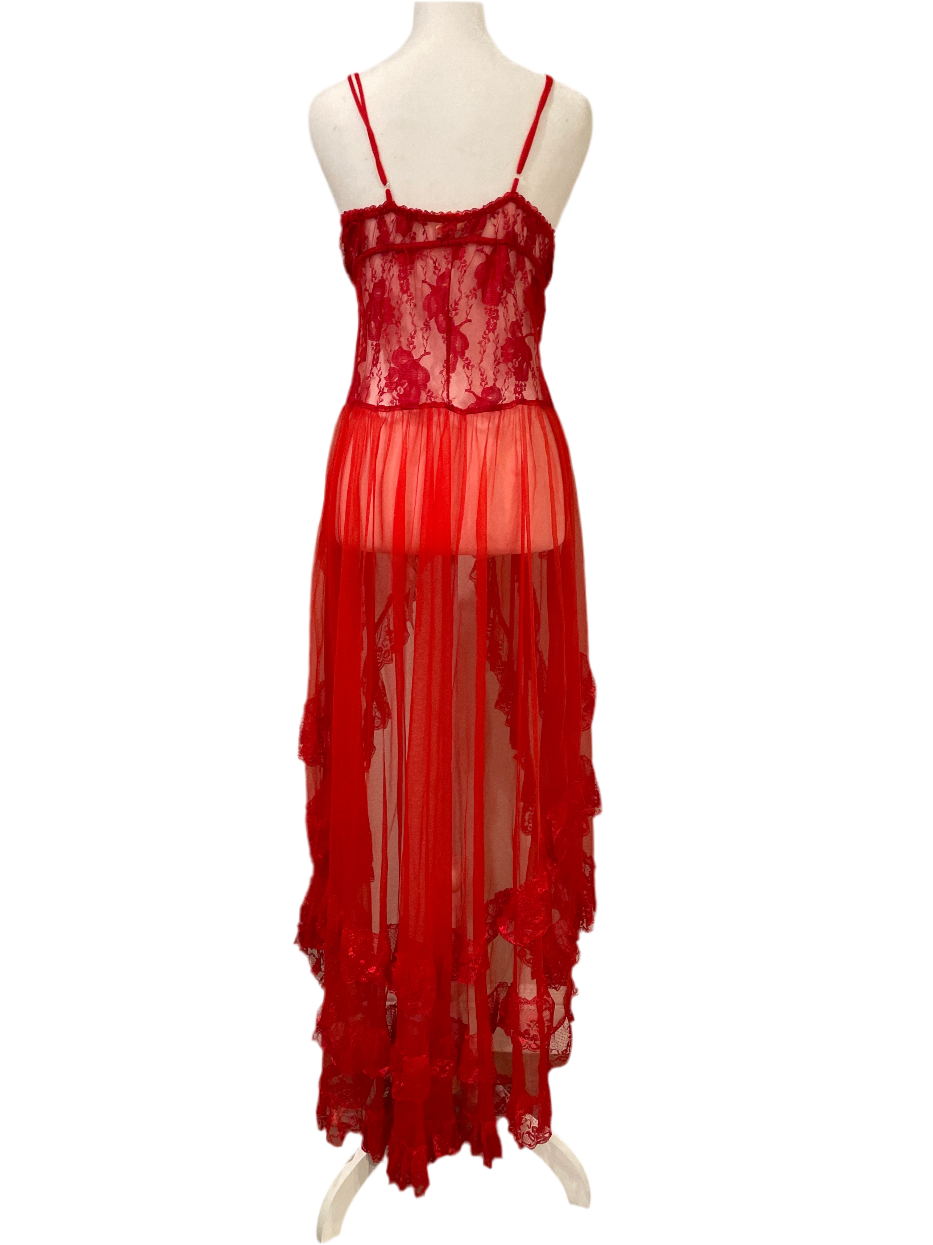Vintage Frederick’s Of Hollywood Red Ruffle Slip Gown