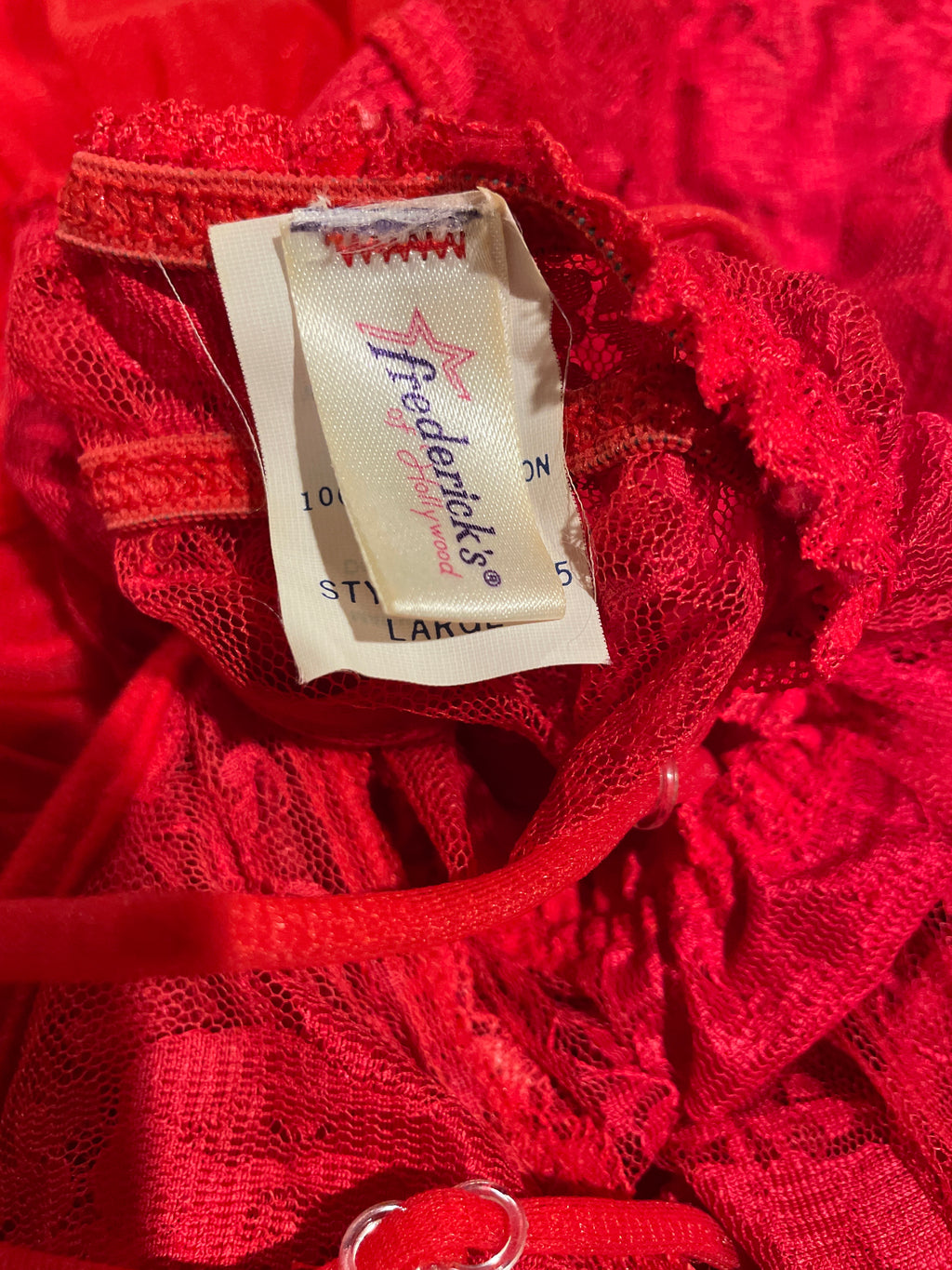 Vintage Frederick’s Of Hollywood Red Ruffle Slip Gown