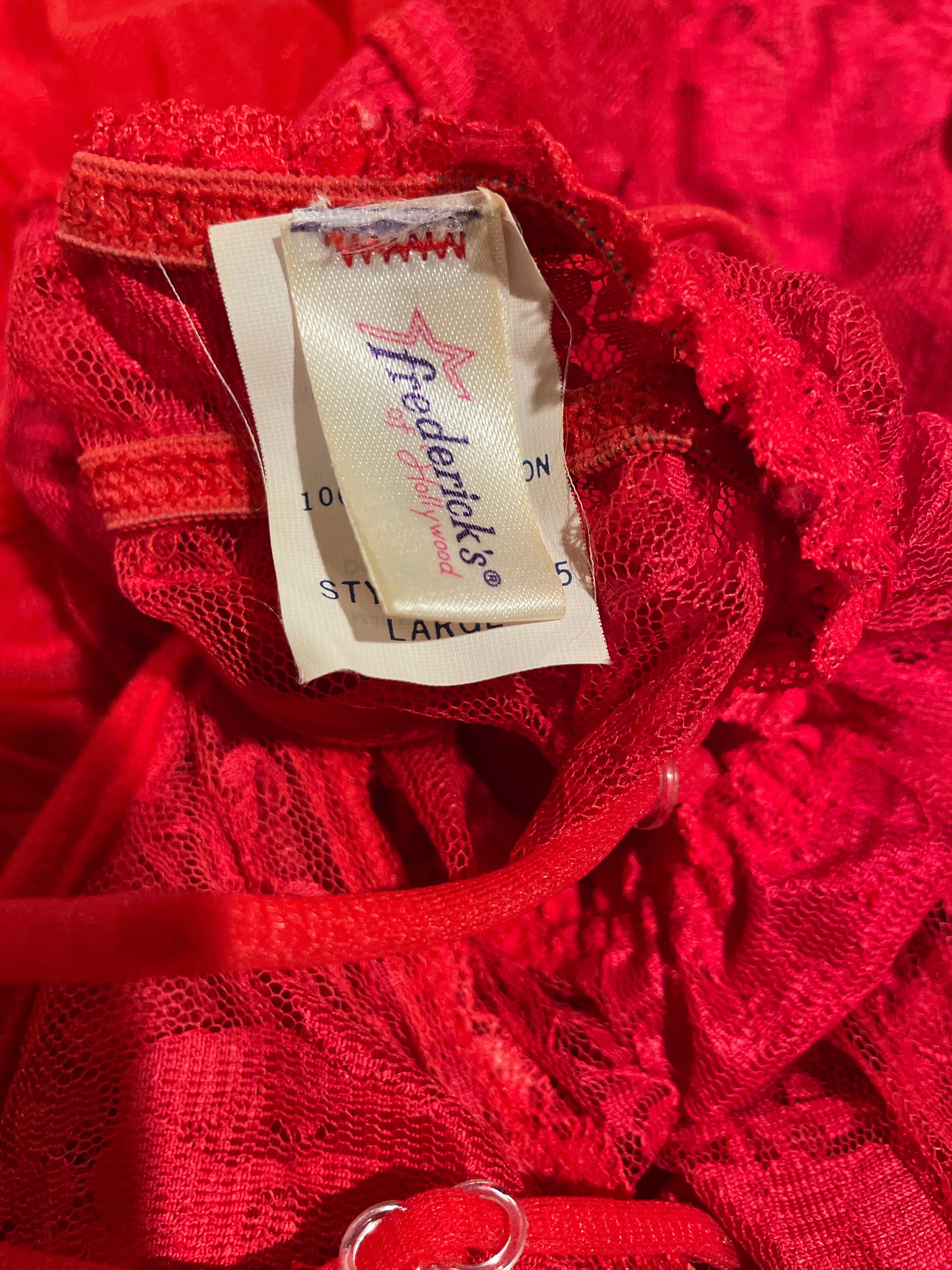 Vintage Frederick’s Of Hollywood Red Ruffle Slip Gown