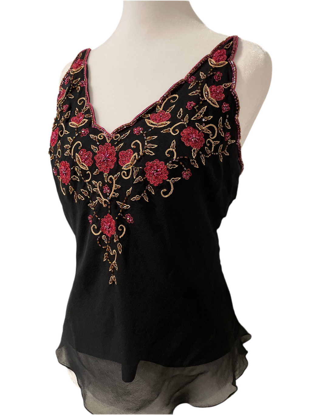 Sue Wong 100 % Silk Beaded Top