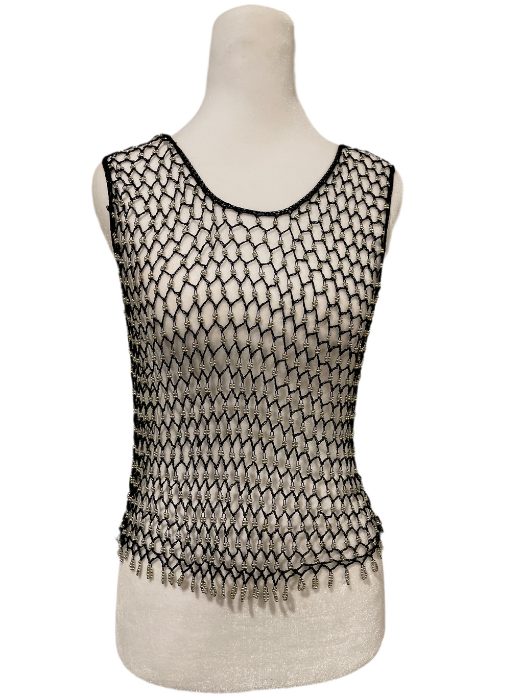 Y2K Rave City Full Mesh Beaded Top