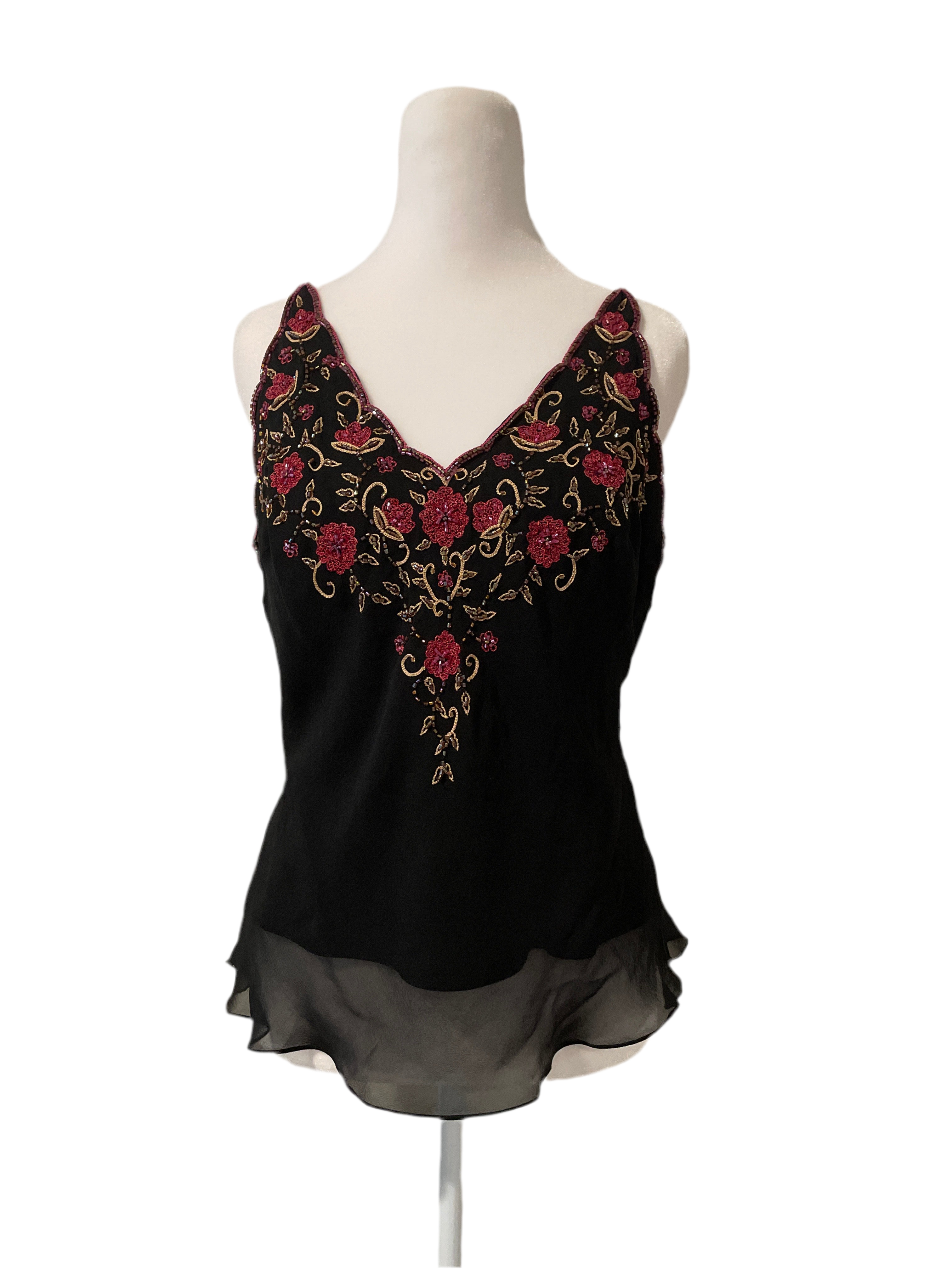 Sue Wong 100 % Silk Beaded Top