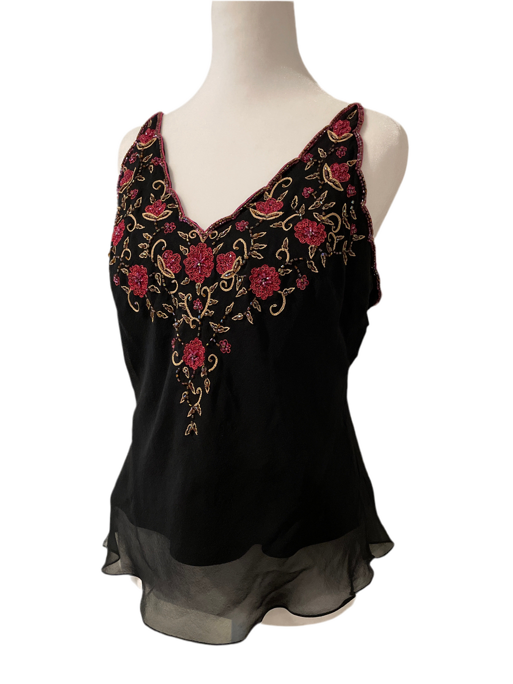 Sue Wong 100 % Silk Beaded Top