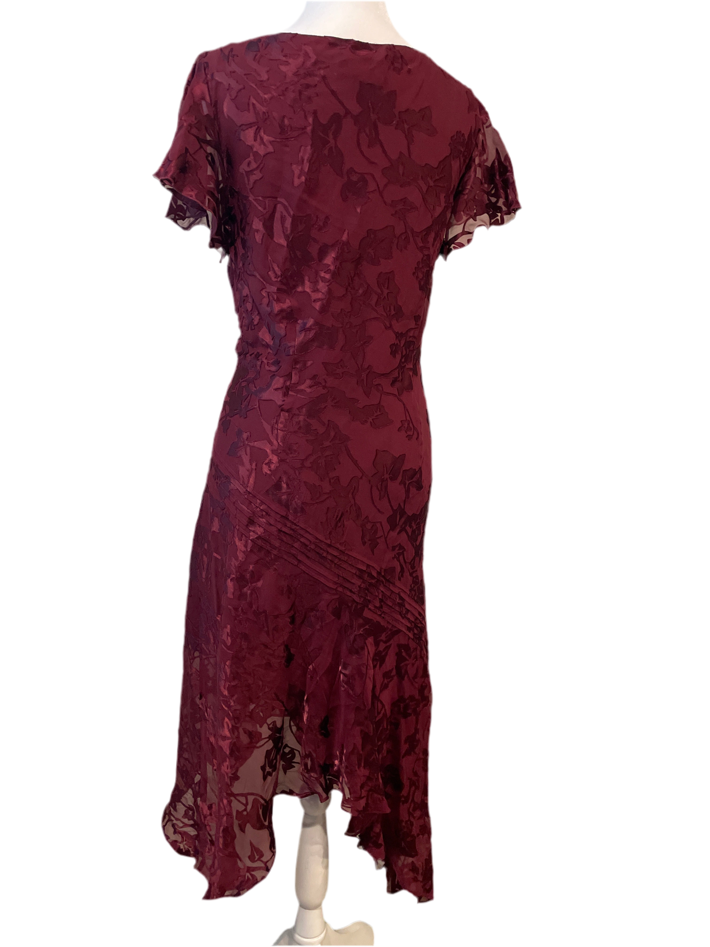 90s Burgundy Silk Dress