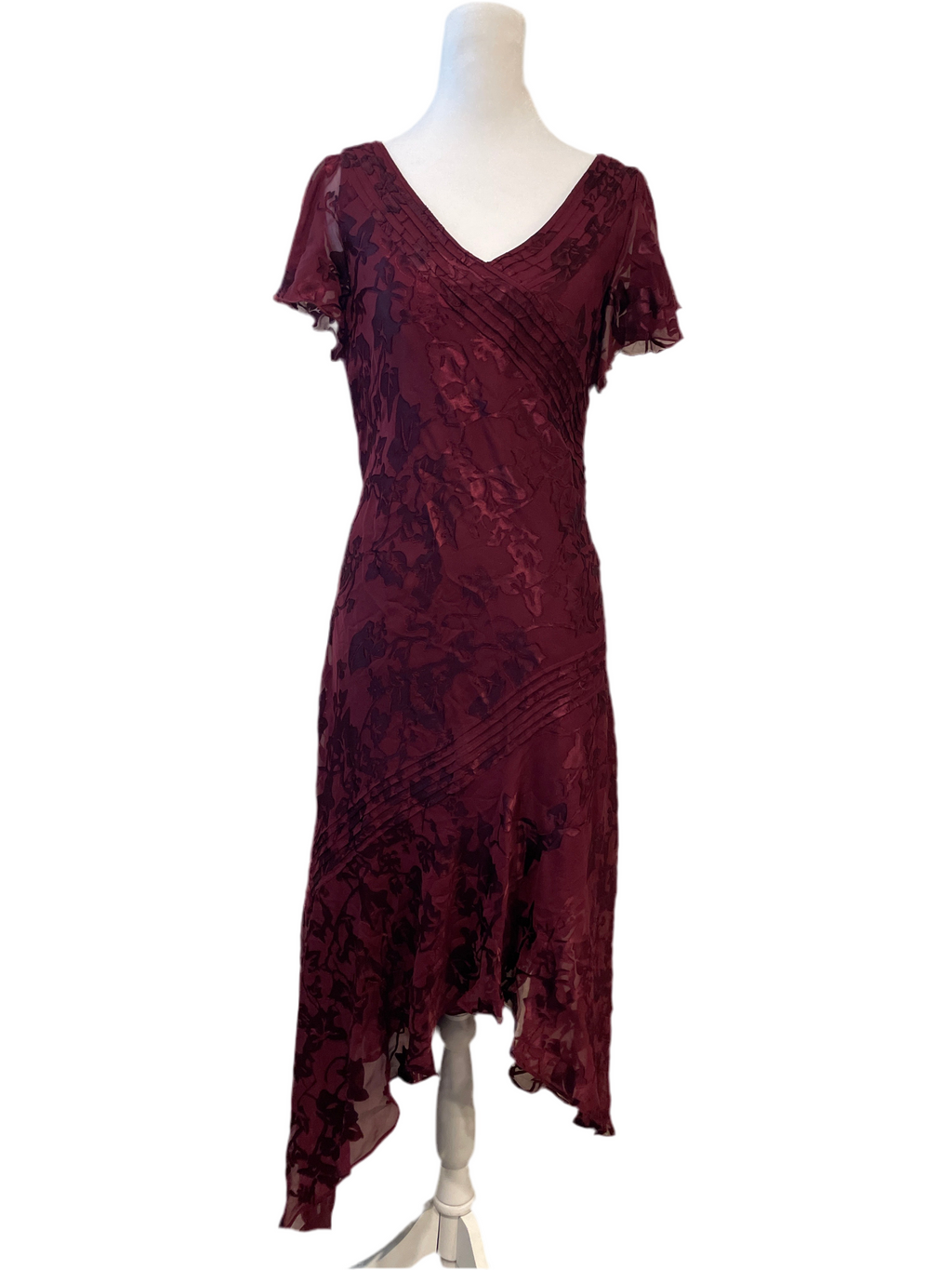 90s Burgundy Silk Dress